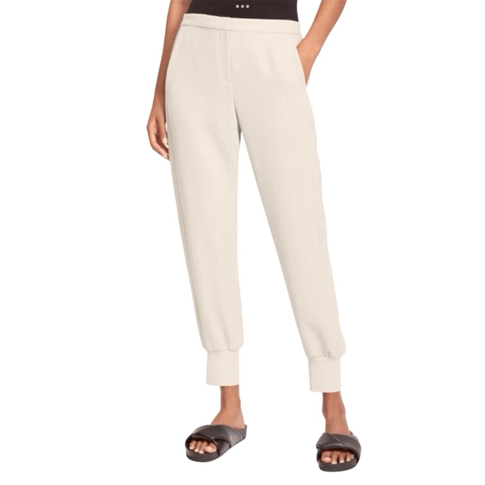 Theory Essential Jogger Cream Color Crepe High Rise Ankle Pants Size Small - Picture 1 of 6